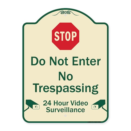 Signmission Designer Series-Do Not Enter 24 Hour Video Surveillance Heavy-Gauge Aluminum, 24" H, TG-1824-9982 A-DES-TG-1824-9982